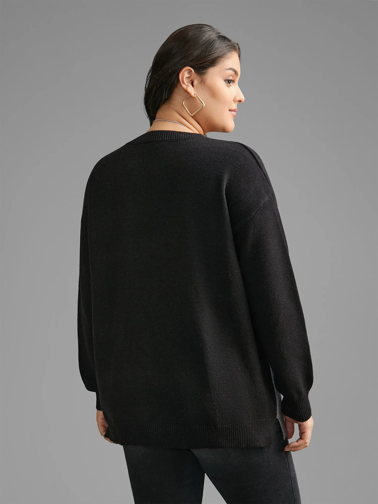 Cat Contrast Drop Shoulder Pullover sold by Bloomchic product image thumbnail 2
