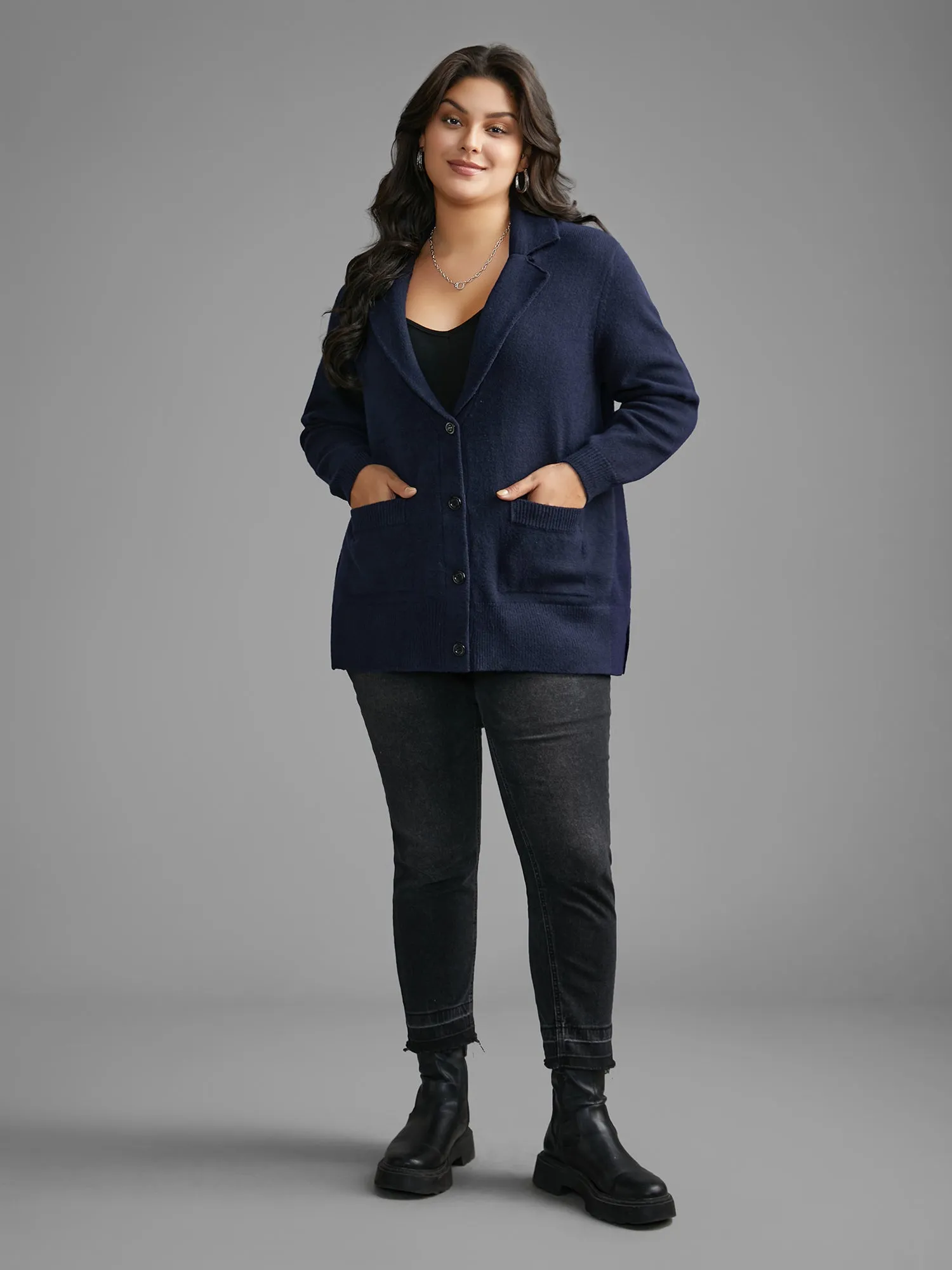 Supersoft Essentials Suit Collar Patch Pocket Cardigan sold by Bloomchic product image thumbnail 3