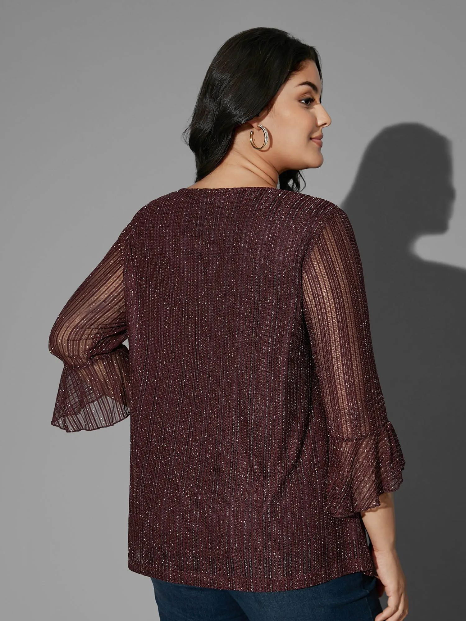 Glitter Gathered Patchwork Ruffles Top sold by Bloomchic product image thumbnail 5