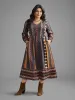 Bandana Striped Lantern Sleeve Midi Dress sold by Bloomchic