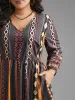 Bandana Striped Lantern Sleeve Midi Dress sold by Bloomchic