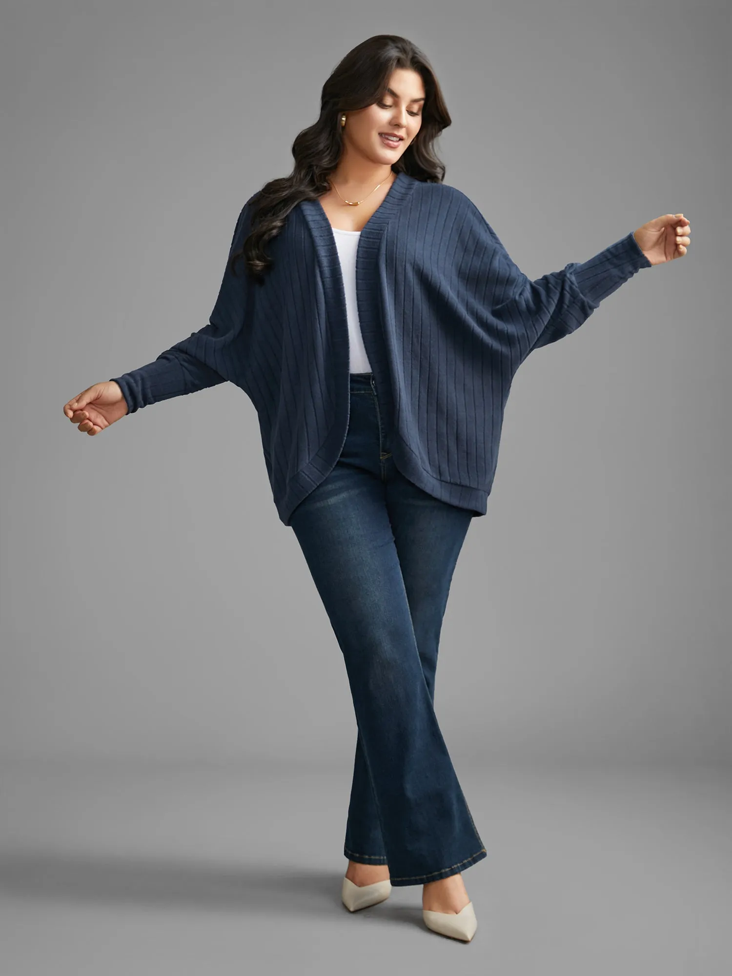 Plain Pit Strip Curved Hem Coat sold by Bloomchic product image thumbnail 2