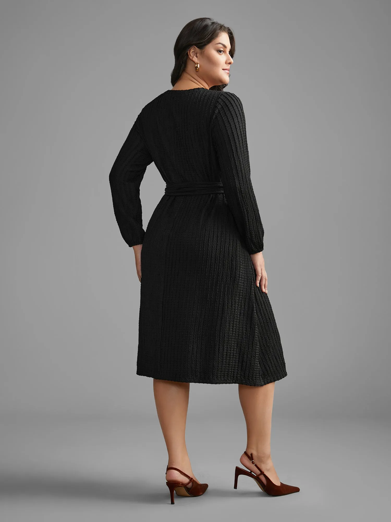 Plain Textured Belted Knit Dress sold by Bloomchic product image thumbnail 4