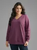 V Neck Textured Lace Patchwork Sweatshirt sold by Bloomchic