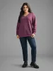 V Neck Textured Lace Patchwork Sweatshirt sold by Bloomchic