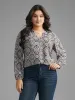 Boho Print Notched Collar Slit Hem Blouse sold by Bloomchic