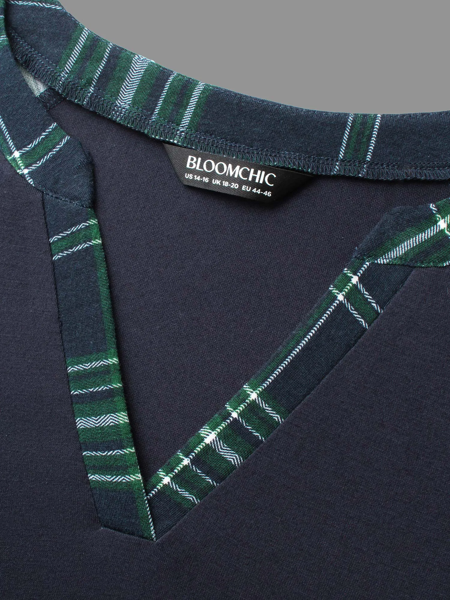 Notched Plaid Raglan Sleeve T-shirt sold by Bloomchic product image thumbnail 5
