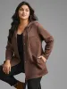 Faux Suede Pocket Hooded Drawstring Jacket sold by Bloomchic