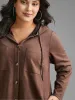 Faux Suede Pocket Hooded Drawstring Jacket sold by Bloomchic