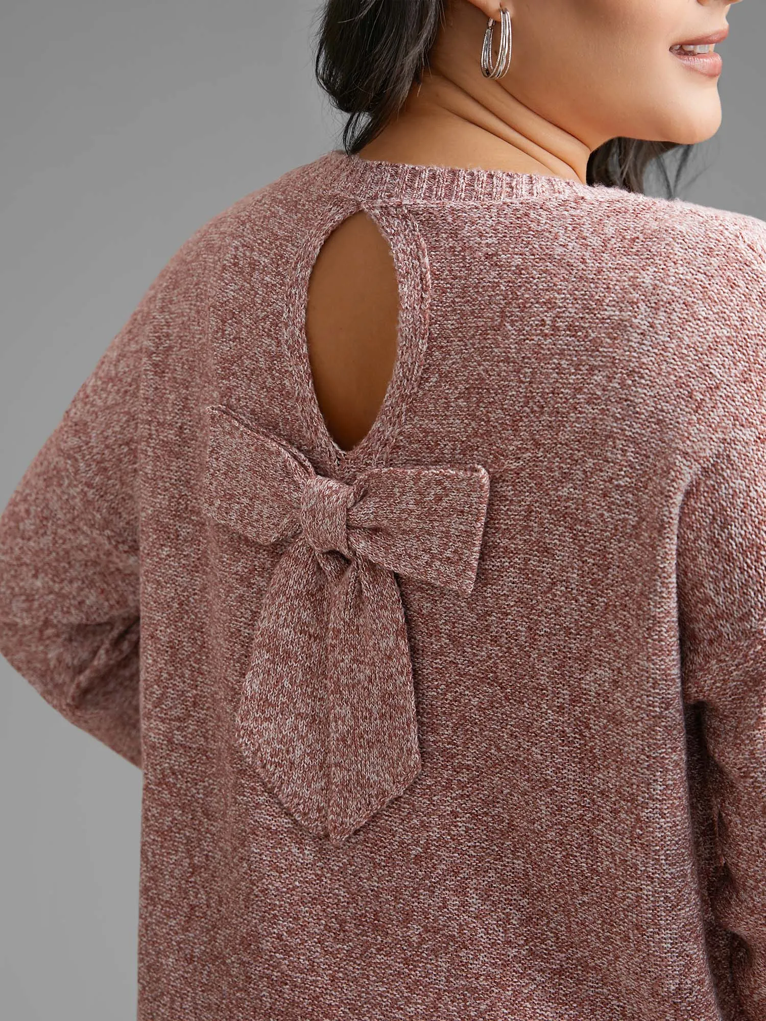 Texture Bowknot Cut Out Slit Hem Pullover sold by Bloomchic product image thumbnail 5