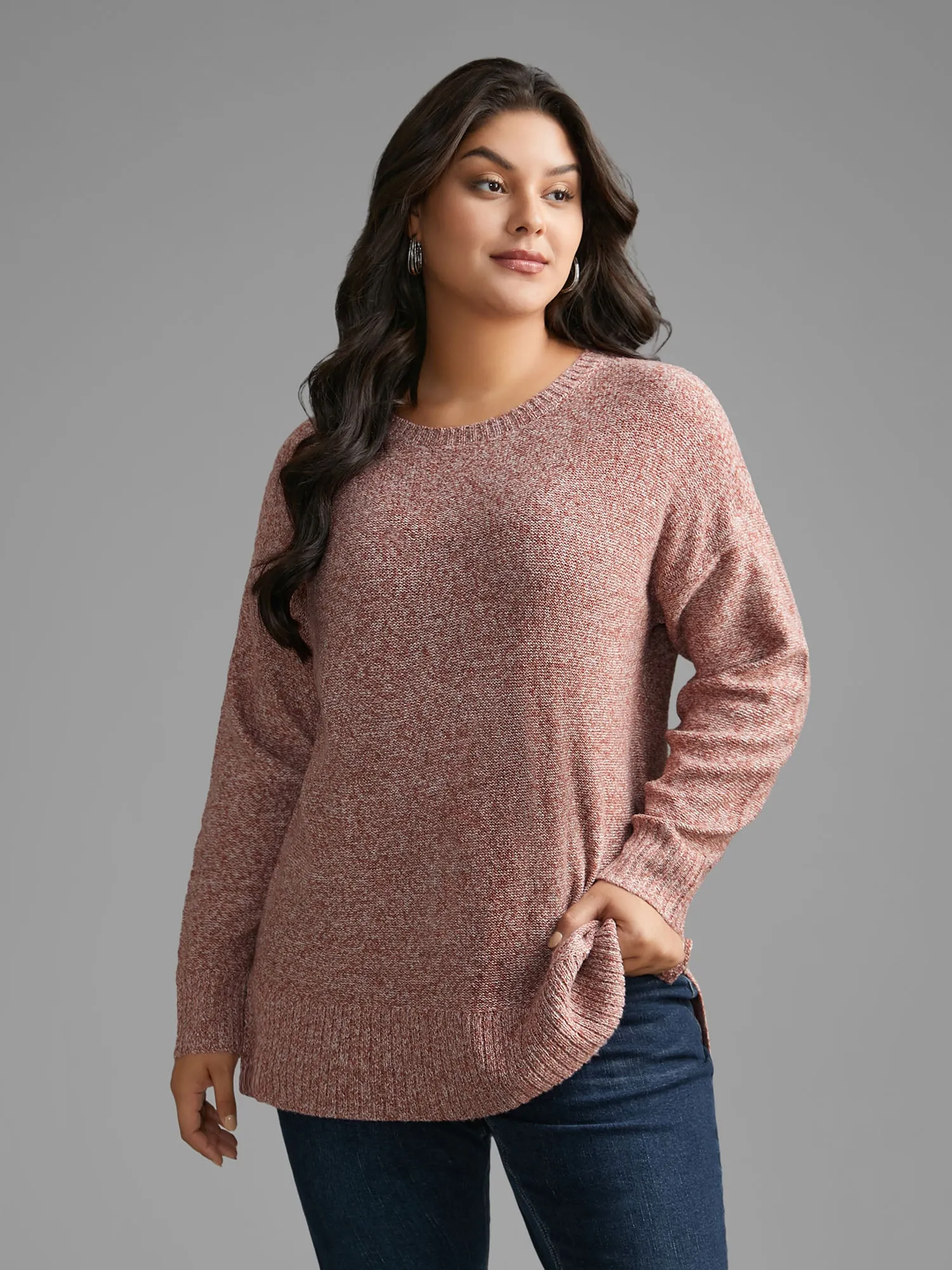 Texture Bowknot Cut Out Slit Hem Pullover sold by Bloomchic product image thumbnail 2