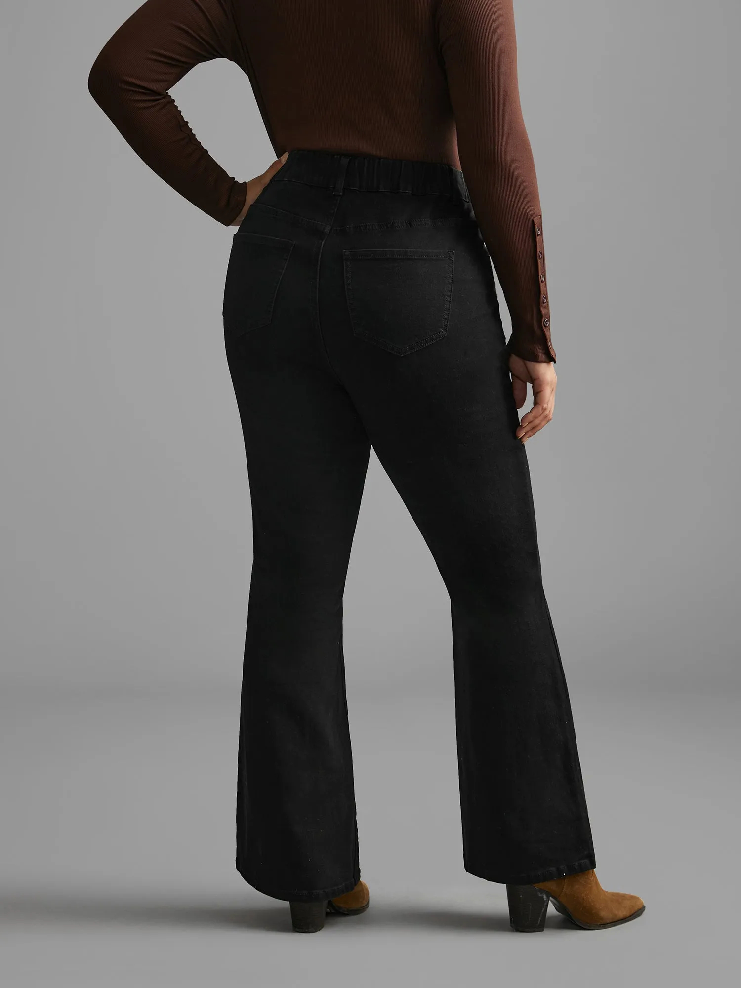 Black Wash Buckle Detail Bootcut Jeans sold by Bloomchic product image thumbnail 2