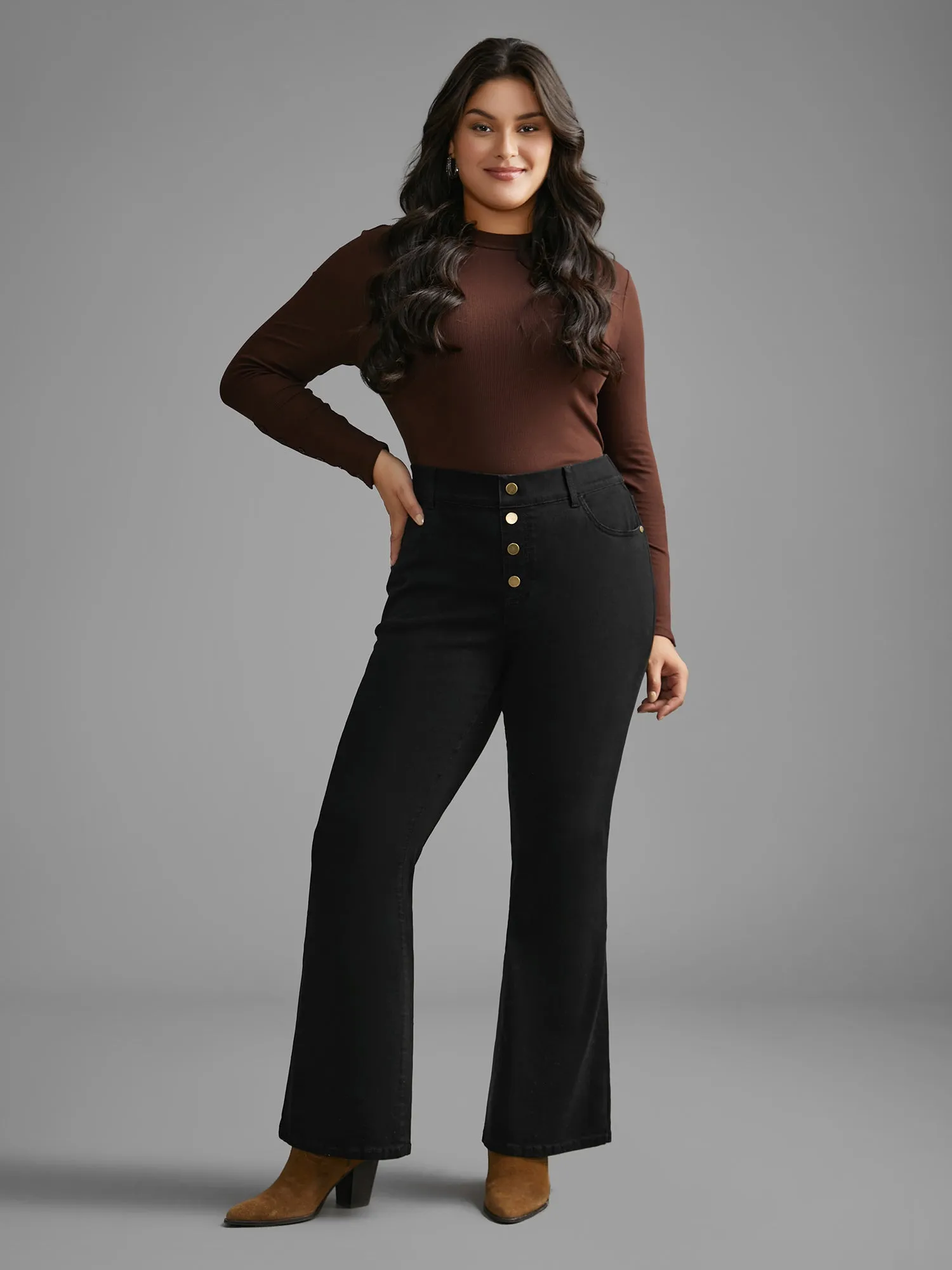 Black Wash Buckle Detail Bootcut Jeans sold by Bloomchic product image thumbnail 4