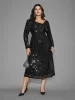 Sequin Mesh Asymmetrical Neck Midi Dress sold by Bloomchic