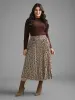 Leopard Print Pleated Elastic Waist Skirt sold by Bloomchic