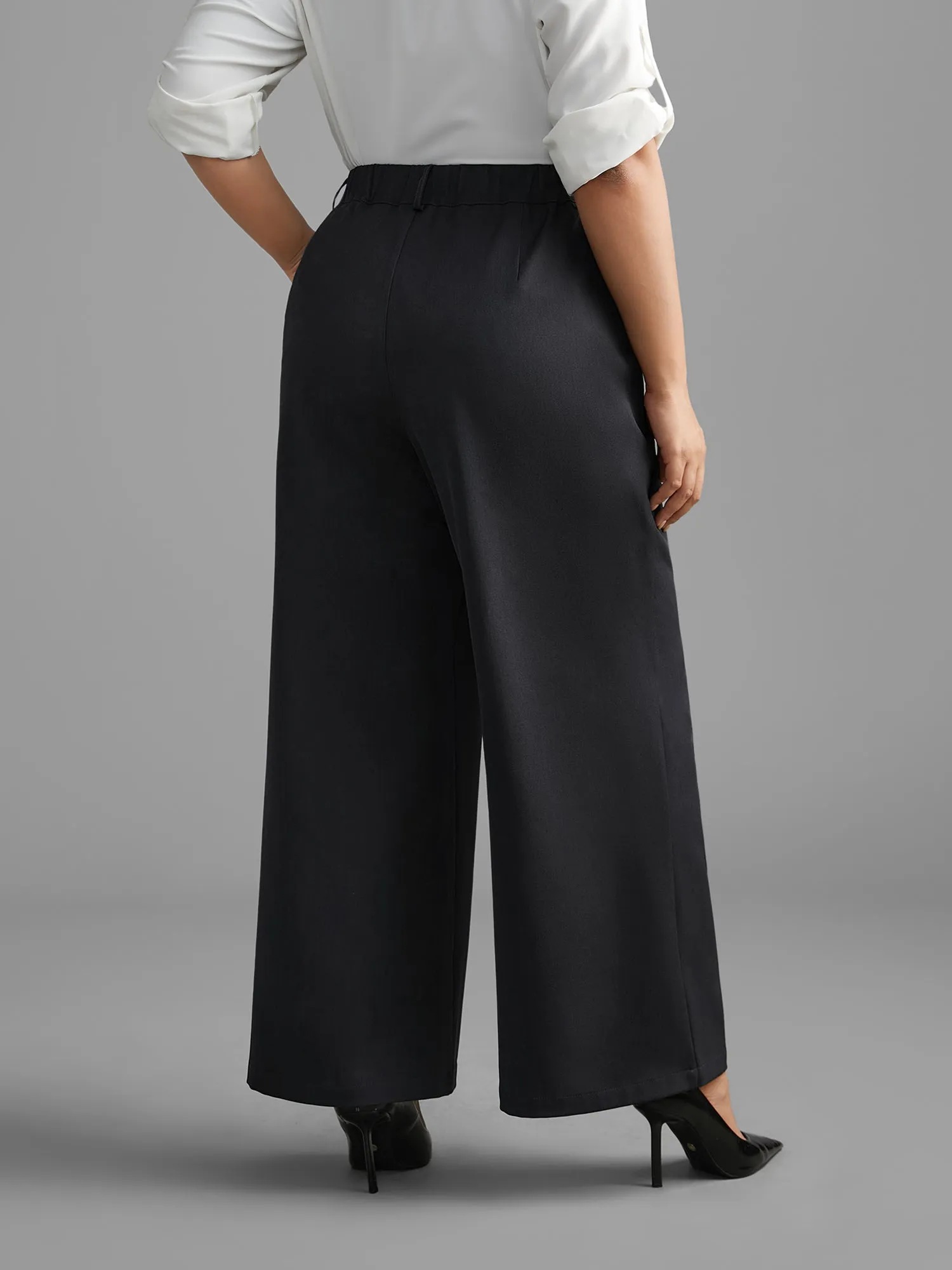 Stretchy Woven Button Detail Bootcut Pants sold by Bloomchic product image thumbnail 4