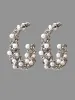 Cubic Zirconia Pearl Beaded Hoop Earrings sold by Bloomchic