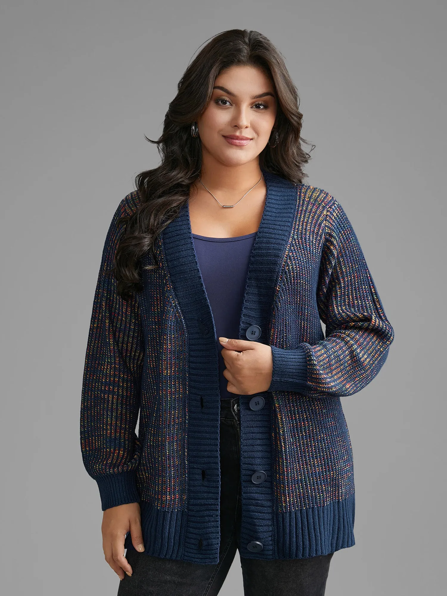 Heather Textured Button Up Cardigan sold by Bloomchic