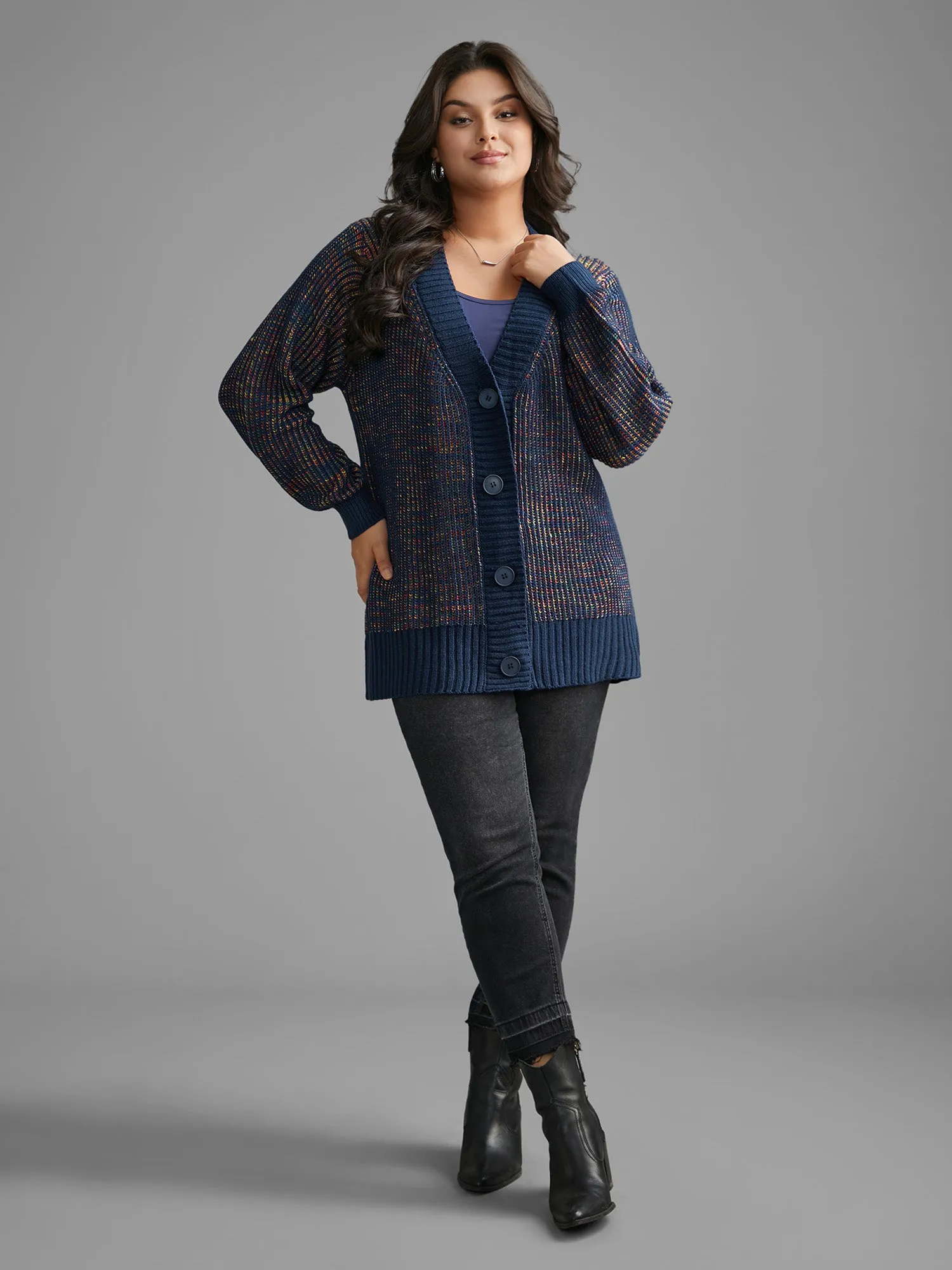 Heather Textured Button Up Cardigan sold by Bloomchic product image thumbnail 4