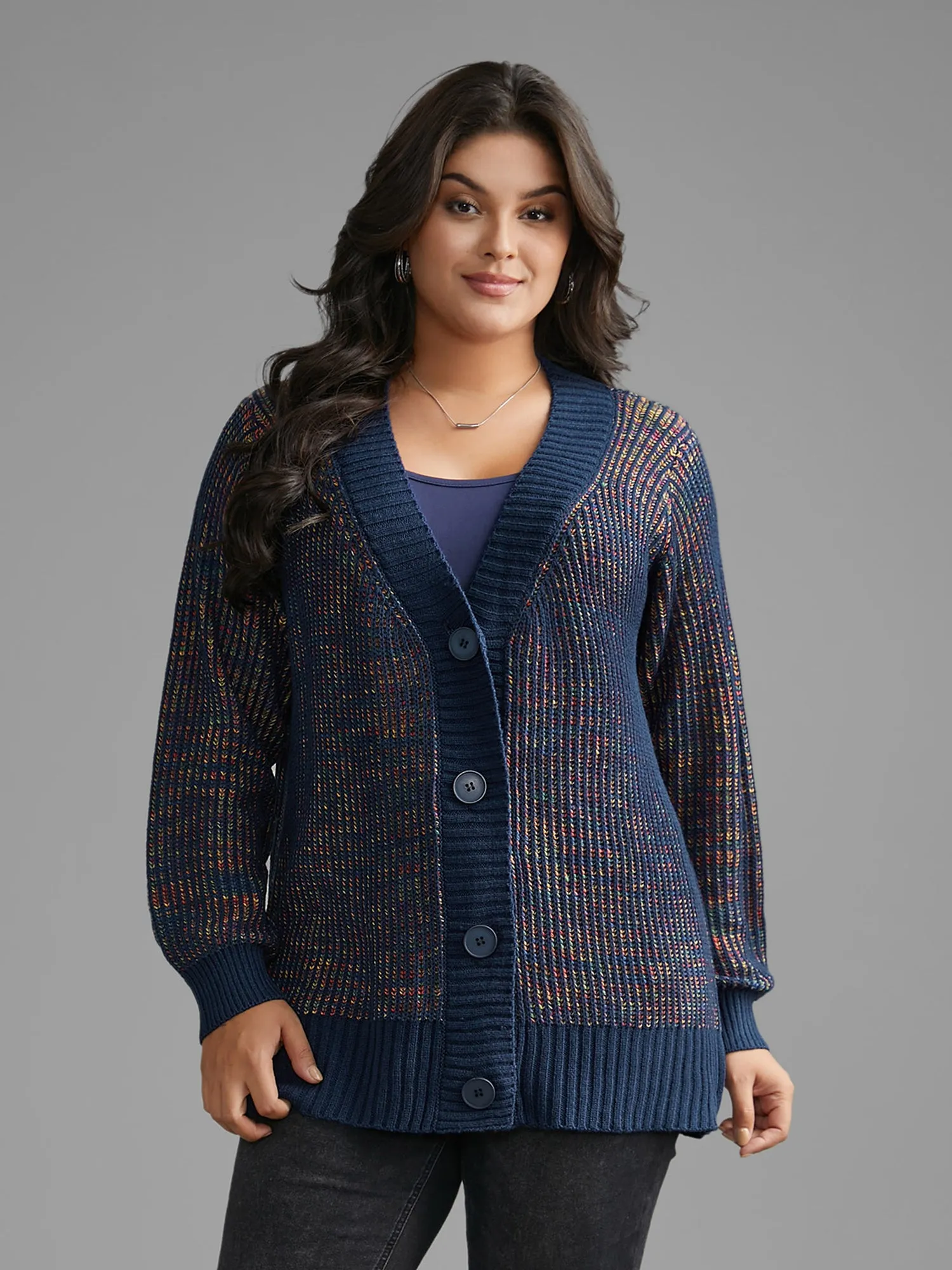 Heather Textured Button Up Cardigan sold by Bloomchic product image thumbnail 3
