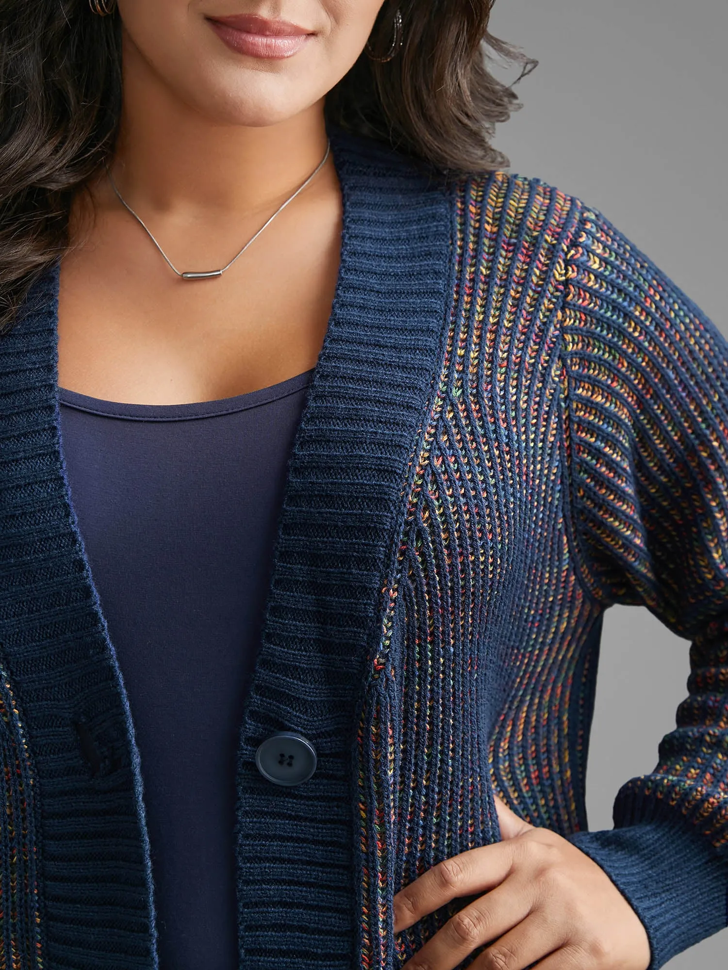Heather Textured Button Up Cardigan sold by Bloomchic product image thumbnail 5