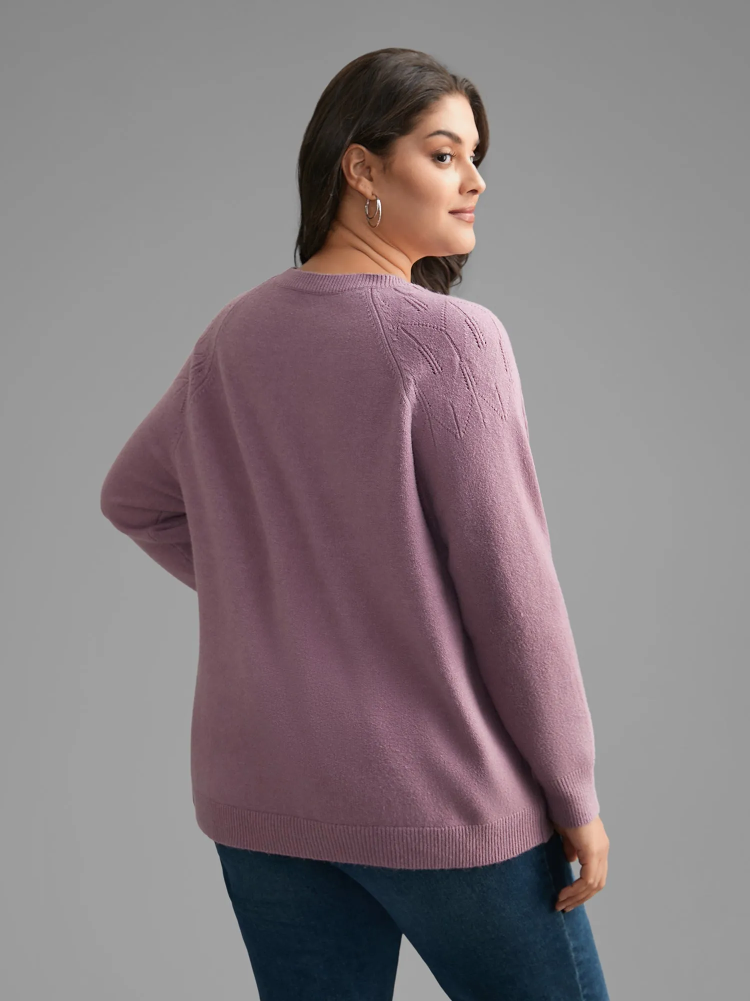 Supersoft Essentials Solid Pointelle Knit Pullover sold by Bloomchic product image thumbnail 2