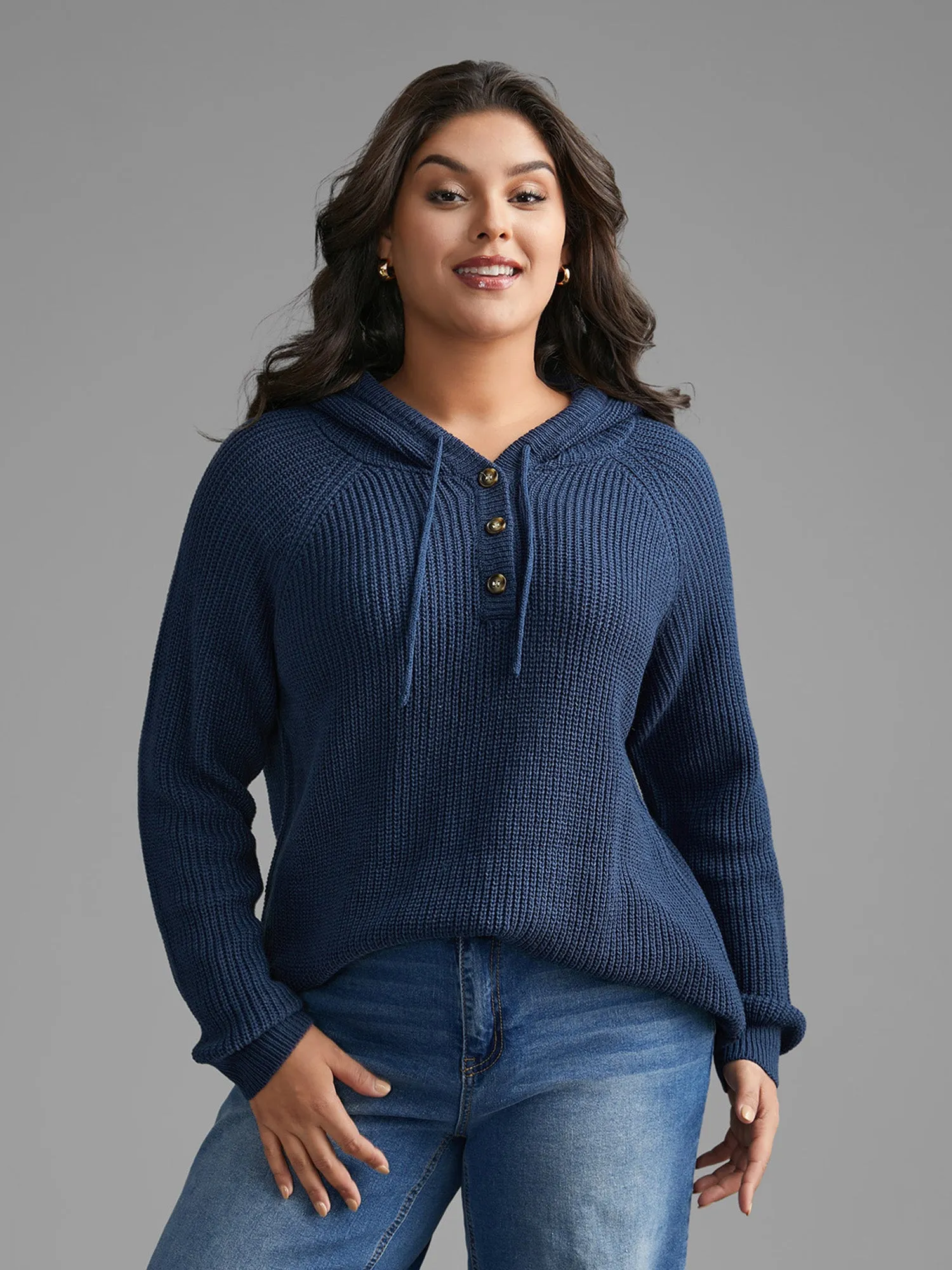 Plain Button Up Hooded Pullover sold by Bloomchic product image thumbnail 3