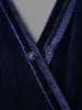 Plain Velvet Overlap Collar Jumpsuit sold by Bloomchic