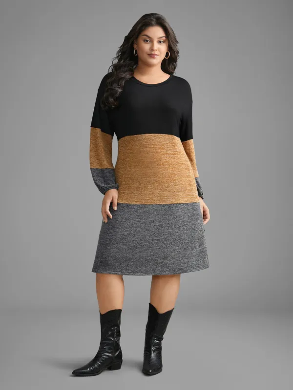Colorblock Contrast Heather Pocket Knit Dress sold by Bloomchic