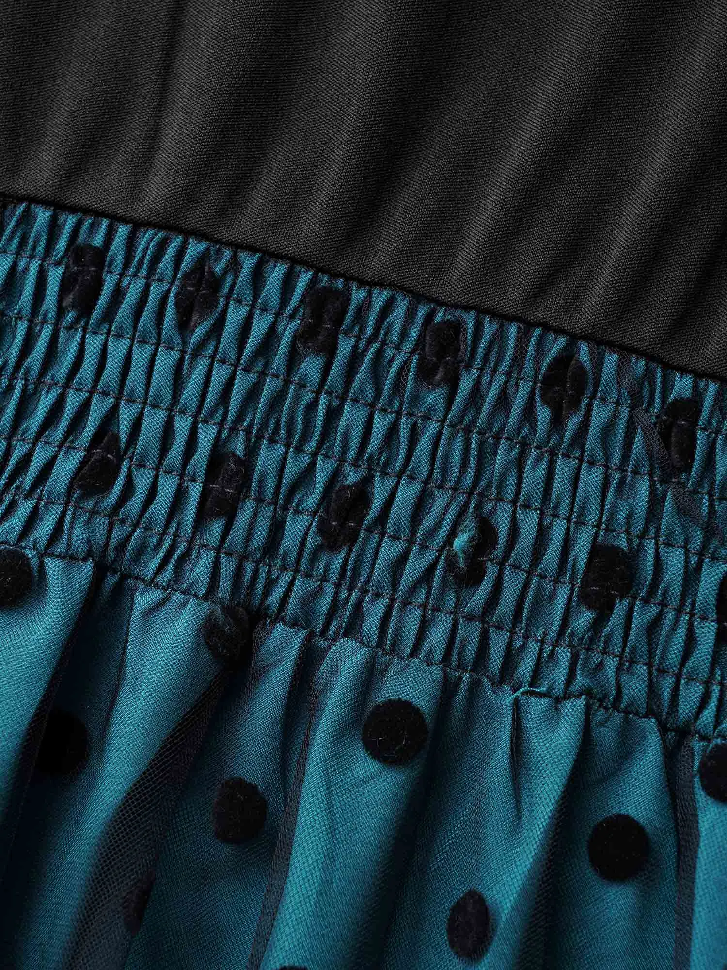 Polka Dot Flocking Mesh Patchwork Dress sold by Bloomchic product image thumbnail 5