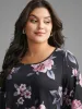 Floral Round Neck Asymmetrical Hem T-shirt sold by Bloomchic