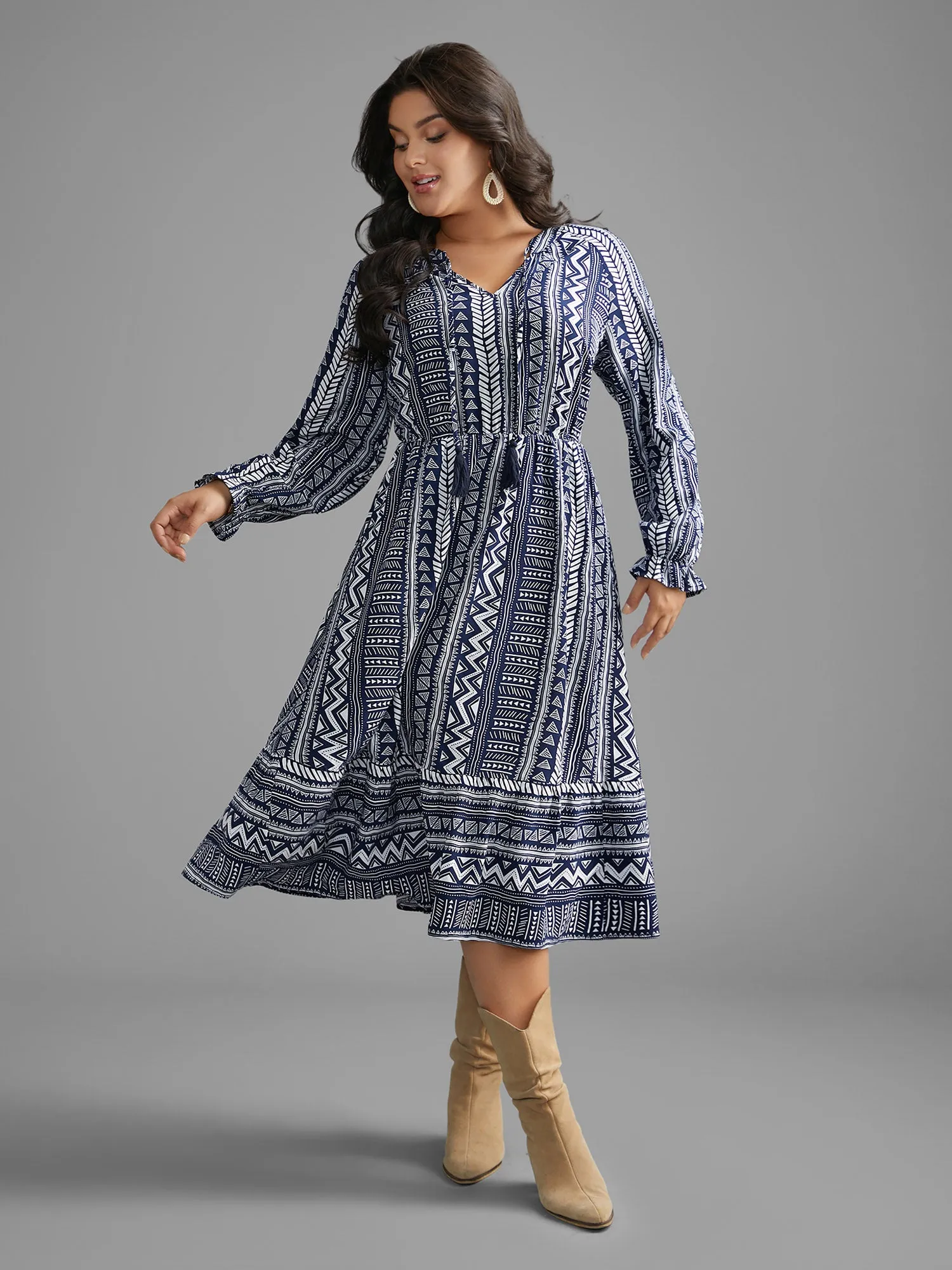 Bandana Geometric Tassels Tie Knot Dress sold by Bloomchic product image thumbnail 4