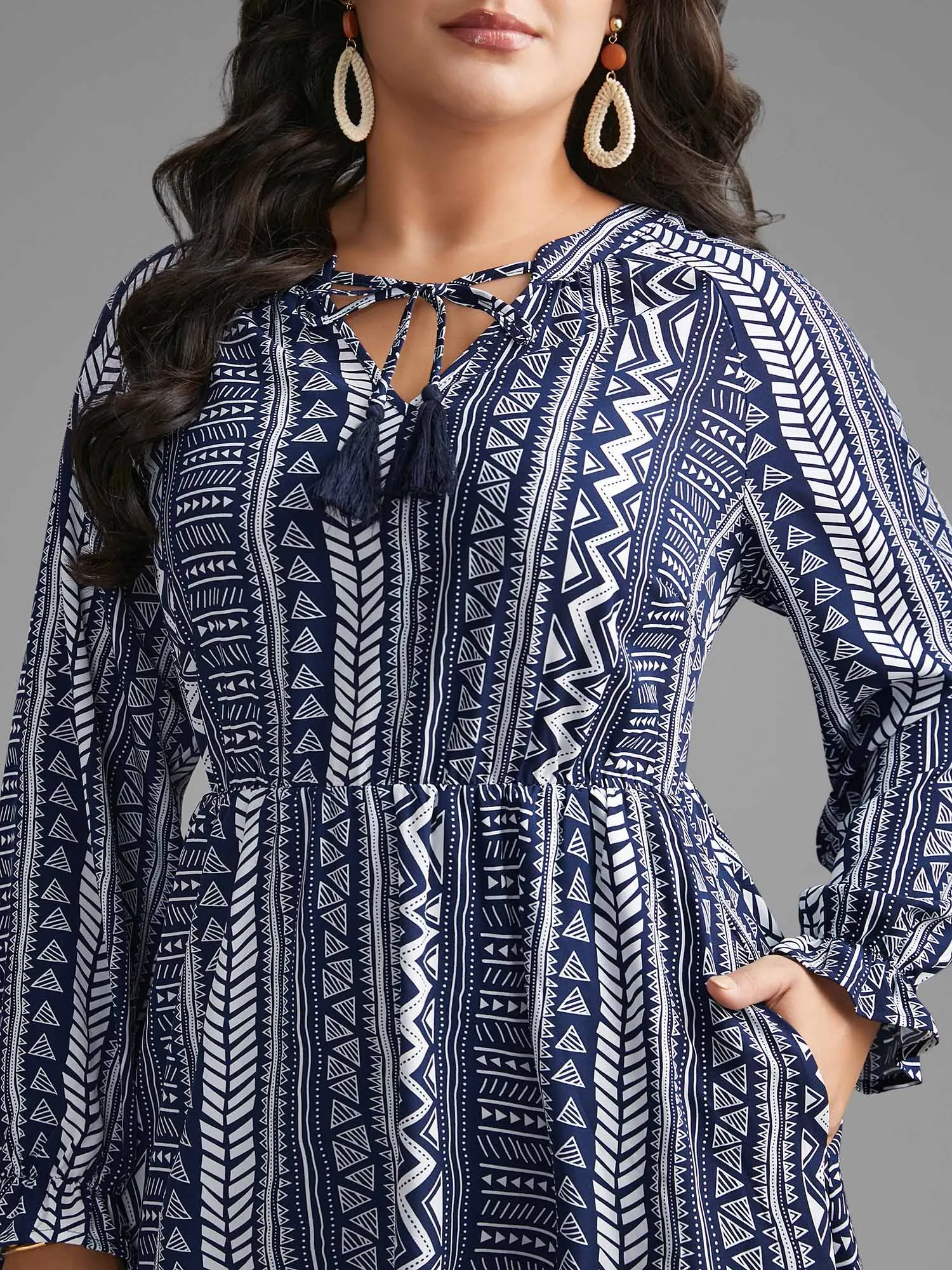 Bandana Geometric Tassels Tie Knot Dress sold by Bloomchic product image thumbnail 2