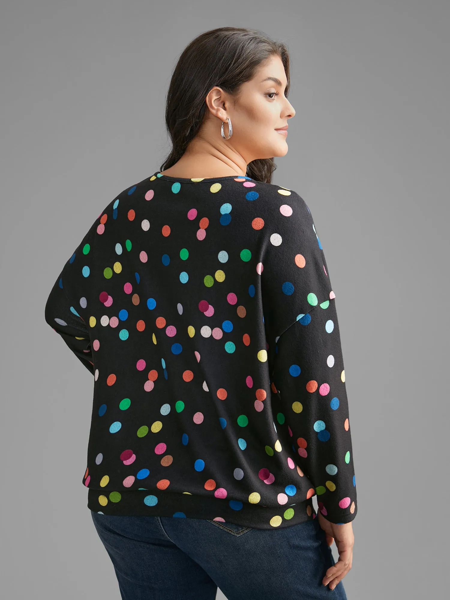 Color Polka Dot Drop Shoulder T-Shirt sold by Bloomchic product image thumbnail 4