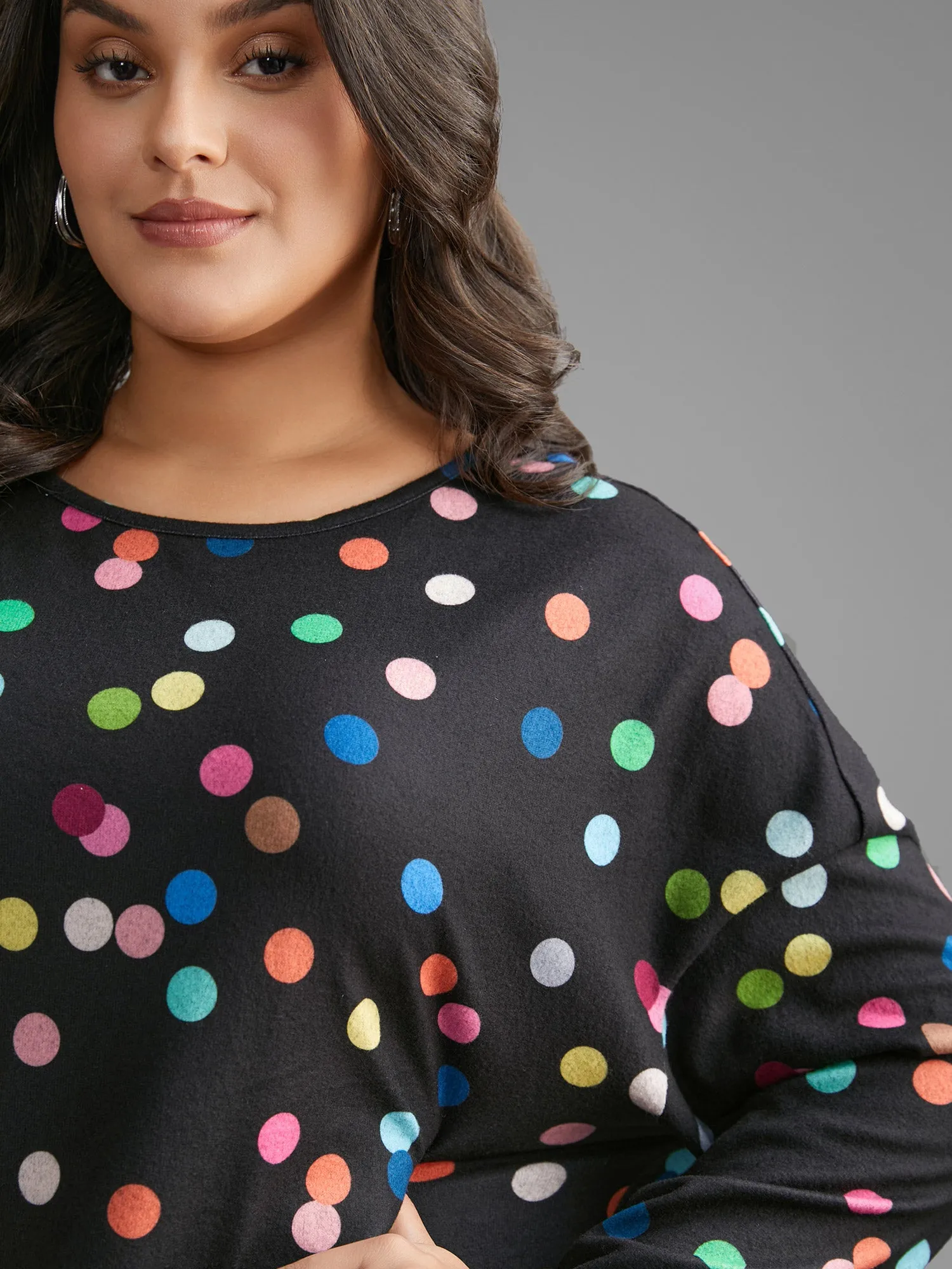 Color Polka Dot Drop Shoulder T-Shirt sold by Bloomchic product image thumbnail 2