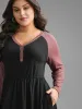 V Neck Heather Patchwork Knit Dress sold by Bloomchic