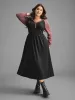 V Neck Heather Patchwork Knit Dress sold by Bloomchic