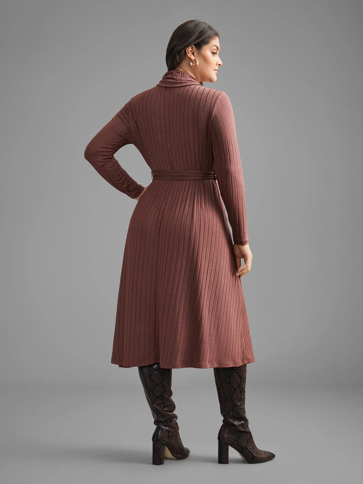 Pit Strip Turtleneck Belted Dress sold by Bloomchic product image thumbnail 5