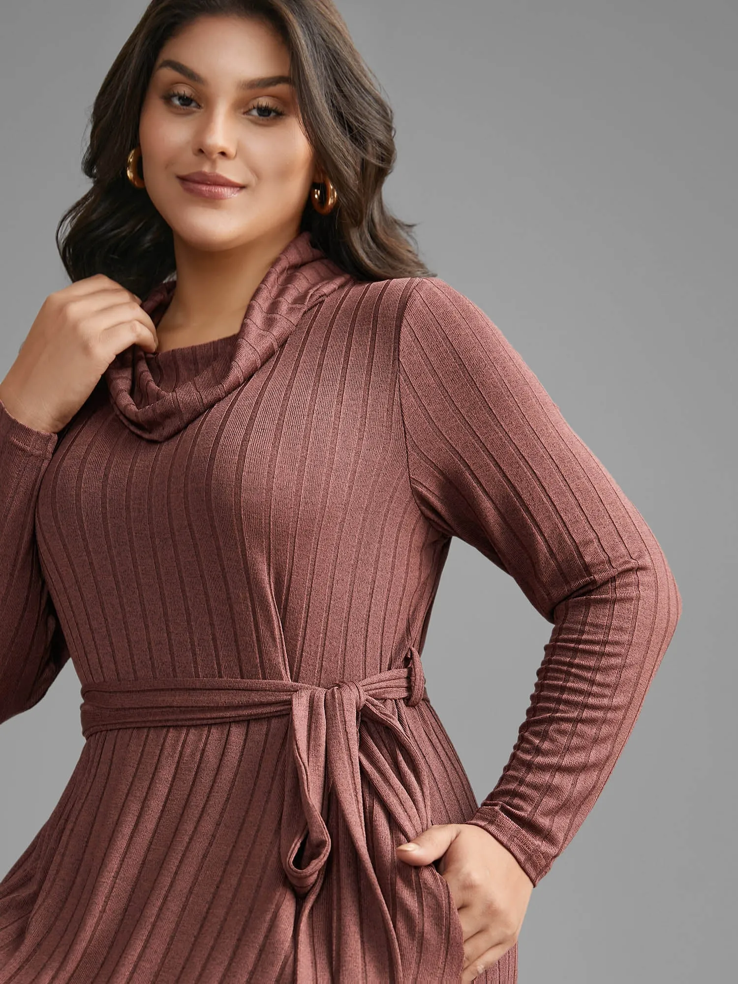 Pit Strip Turtleneck Belted Dress sold by Bloomchic product image thumbnail 3