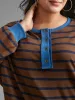 Striped Contrast Button Up Sweatshirt sold by Bloomchic