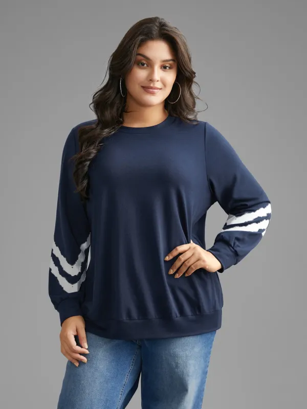 Round Neck Contrast Patchwork Sweatshirt sold by Bloomchic