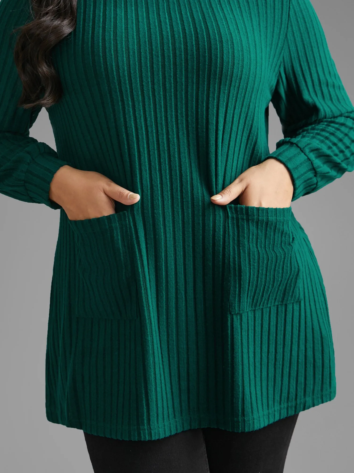 Plain Rib Knit Patched Pocket T-shirt sold by Bloomchic product image thumbnail 5