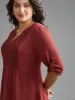 Notched Lace Panel Tab Sleeve Blouse sold by Bloomchic