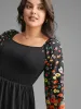 Square Neck Floral Patchwork Gathered Jersey Top sold by Bloomchic