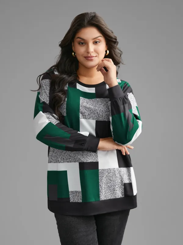 Asymmetrical Colorblock Contrast Slit Hem Sweatshirt sold by Bloomchic