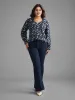 Floral Frill Trim Tie Knot Lantern Sleeve Blouse sold by Bloomchic