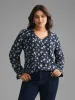 Floral Frill Trim Tie Knot Lantern Sleeve Blouse sold by Bloomchic