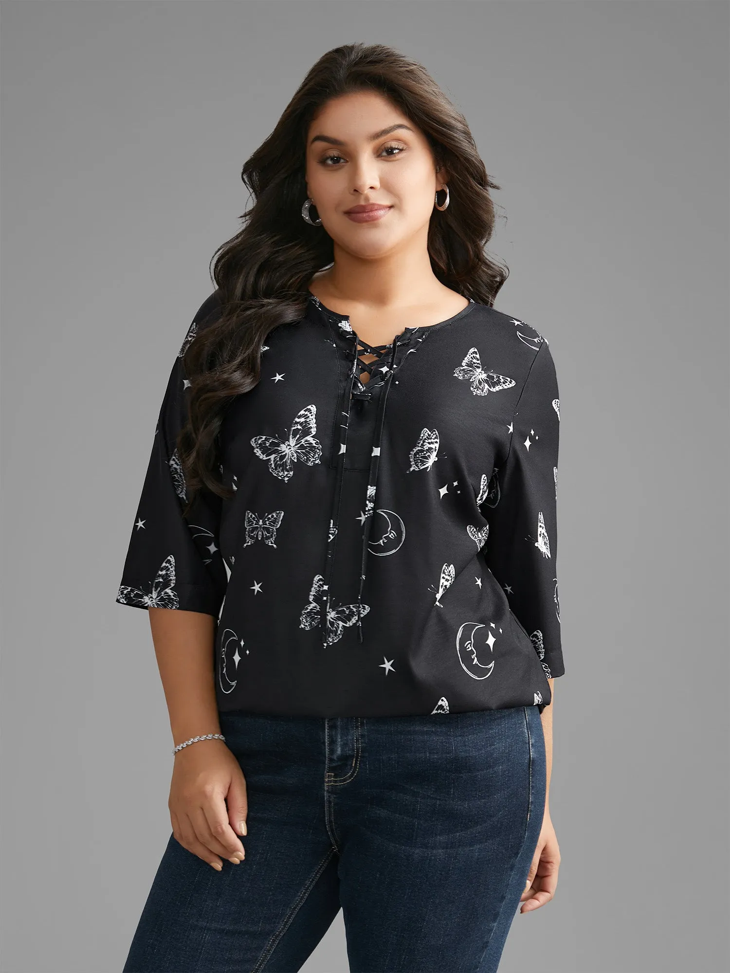 Butterfly & Moon Cross Straps Blouse sold by Bloomchic product image thumbnail 3