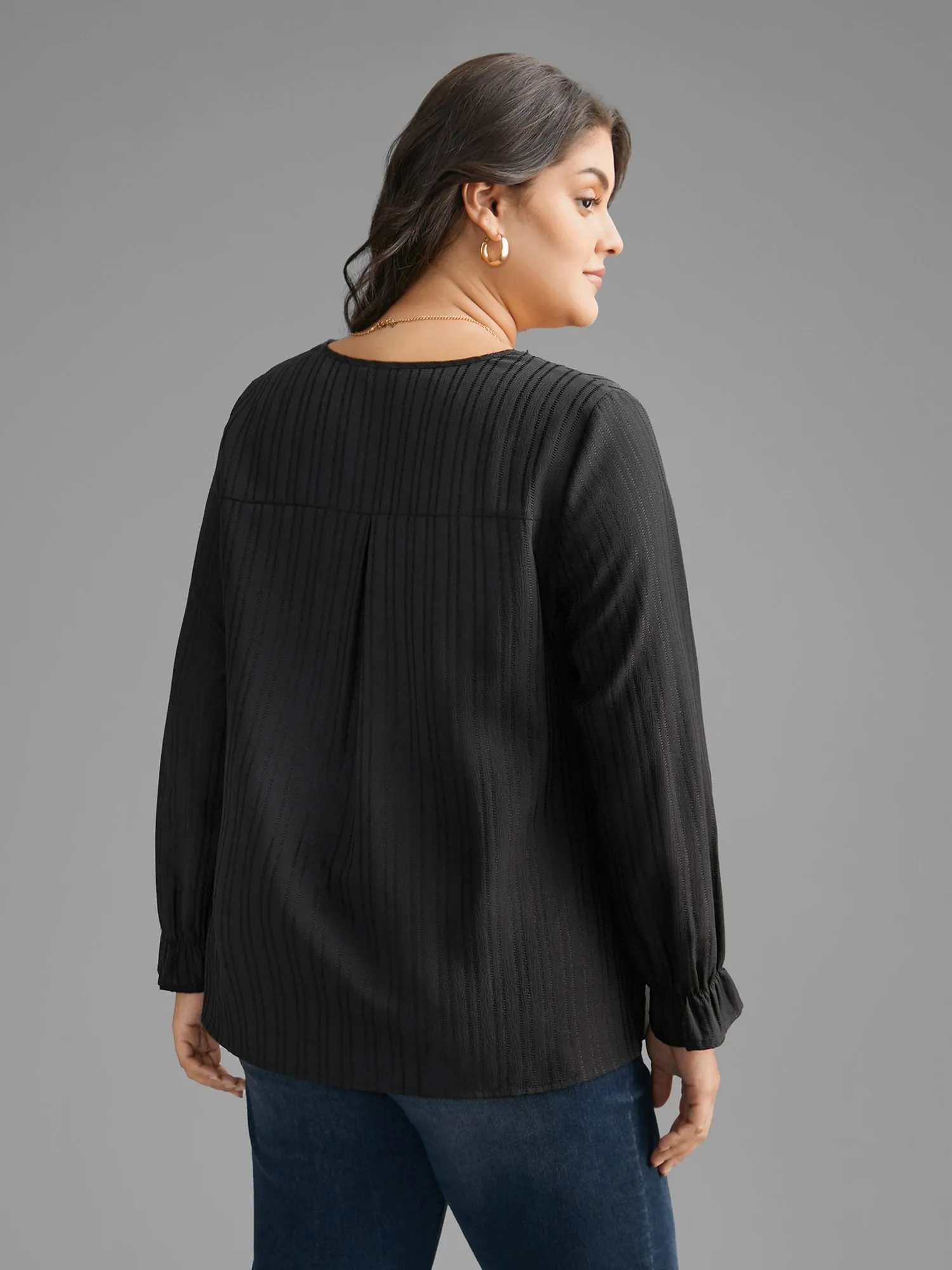 Textured Lace Patchwork Pleated Blouse sold by Bloomchic product image thumbnail 5