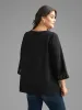 Crew Neck Glitter Patchwork Contrast Blouse sold by Bloomchic